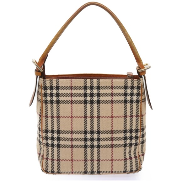 BURBERRY Nova Check Shoulder Bag Canvas Beige Auth 66603 - Picture 2 of 16